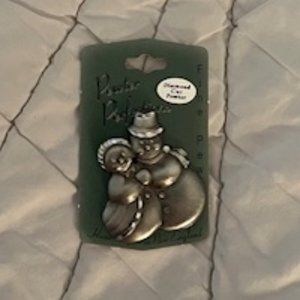 Pewter Snowman and Snowwoman pin
